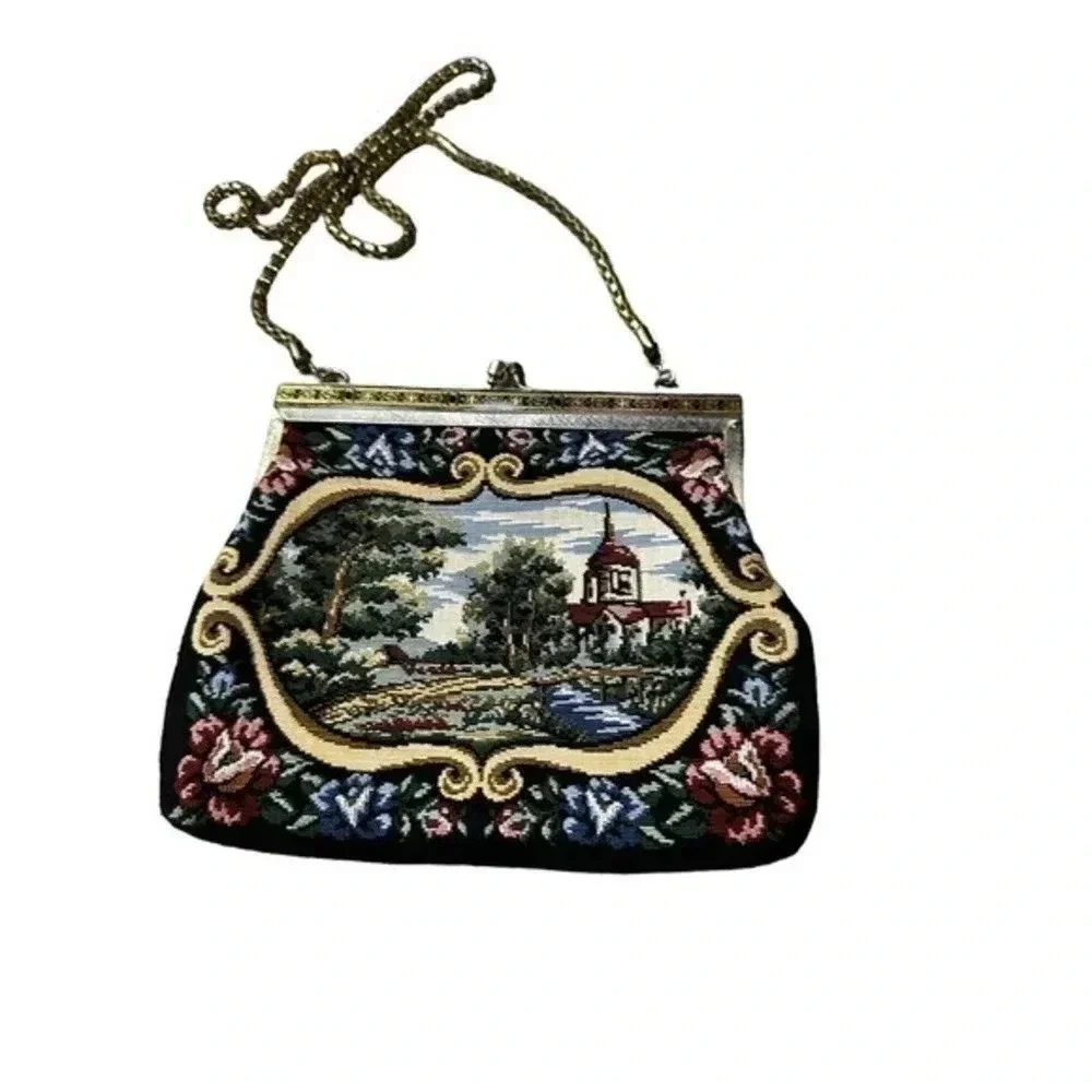 Vintage Womens Floral Print‎ tapestry Black One Size